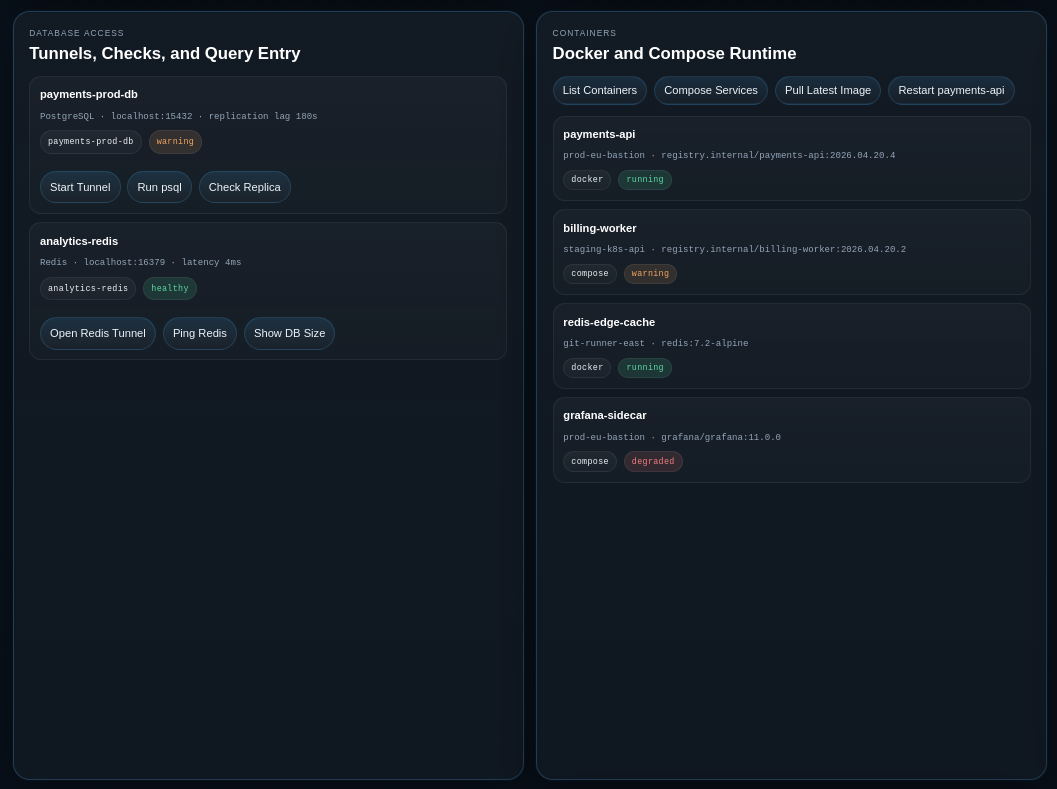 Database access and query entry