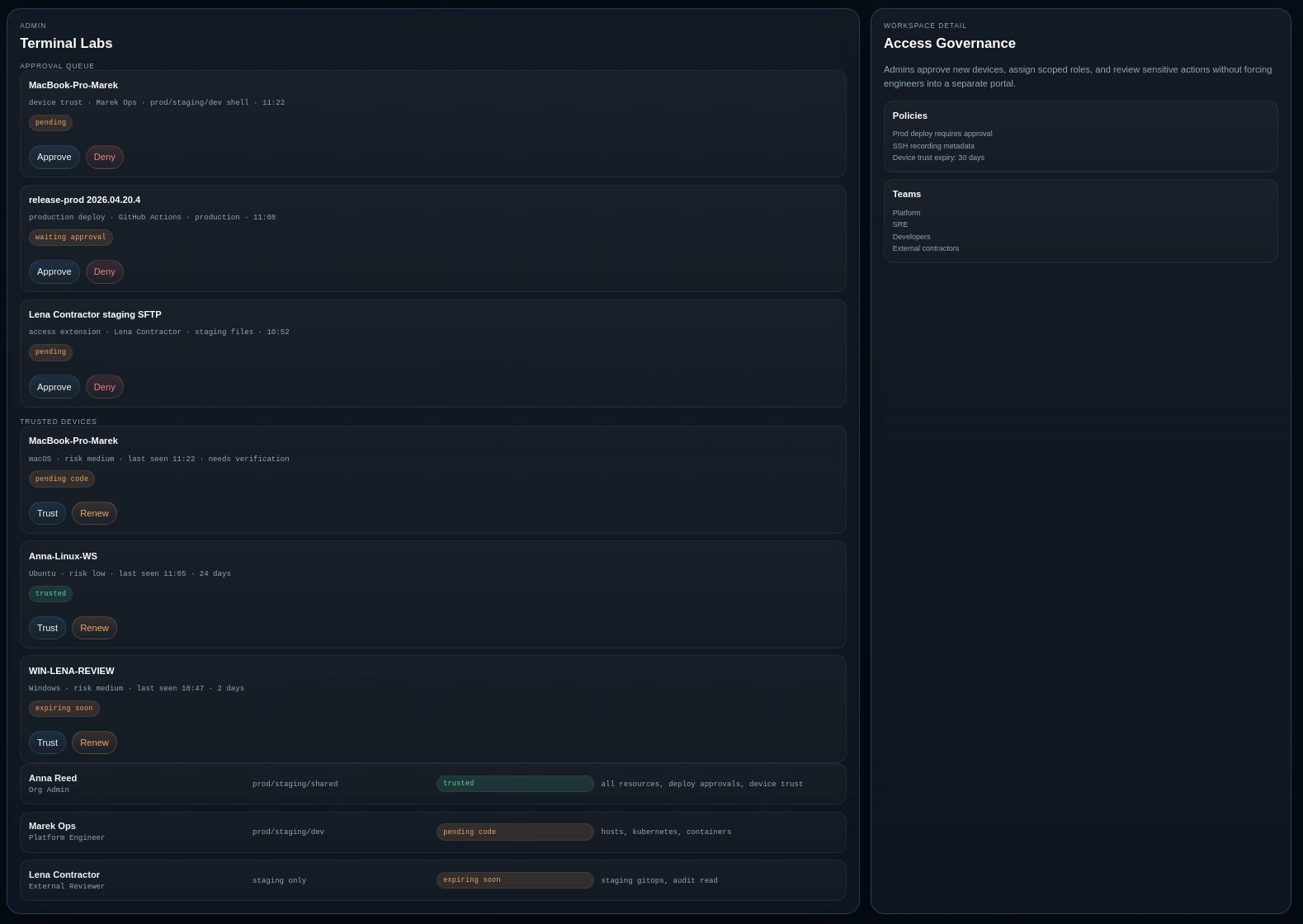 Access governance and approvals